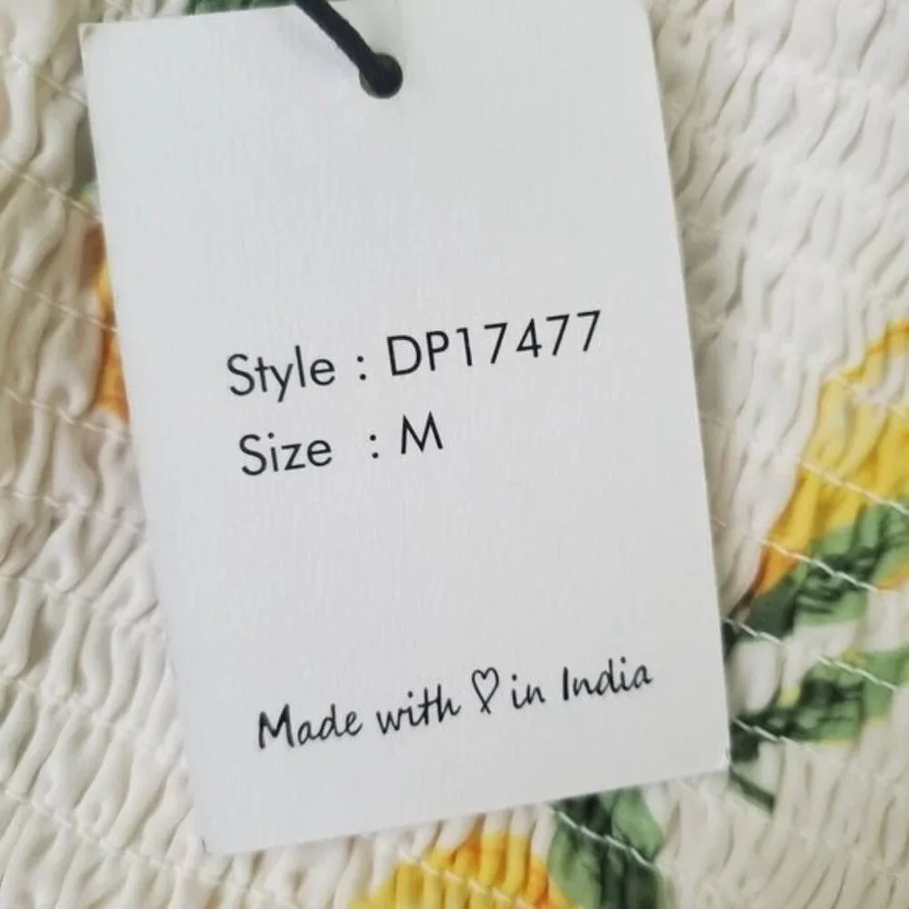 Japna Womens mini dress size medium lemons printed wrap adjustable straps nwt - Picture 12 of 13